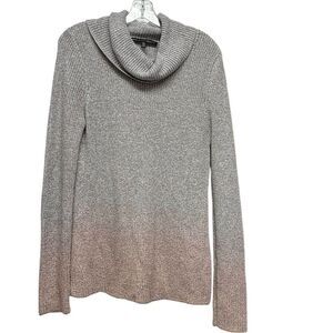 White House Black Market Ombre Cowl Neck Sweater- Metallic Lurex Thread Sz Small